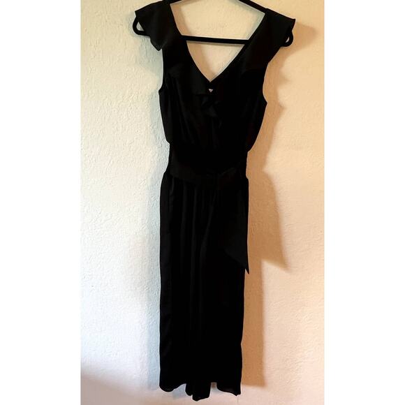 Parker Billie Black Cropped Cap Sleeve Wide Leg Jumpsuit XS - Picture 4 of 9